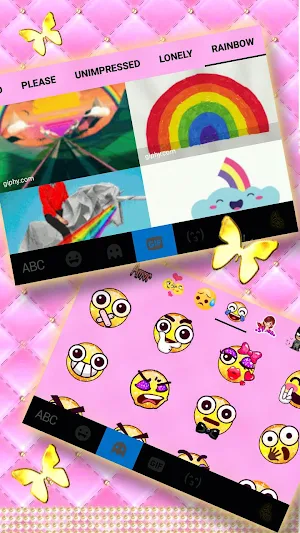 Pink Gold Butterflies Keyboard Theme Screenshot 3