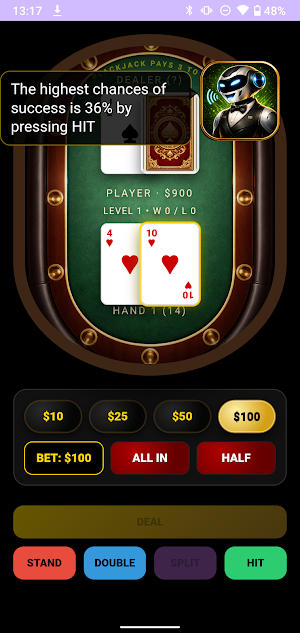 GetPro Blackjack with AI Screenshot 0