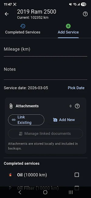 Maintenance Tracker Screenshot 2