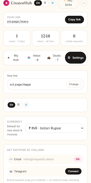 CreatorHub: Bio Link & Deals Screenshot 3