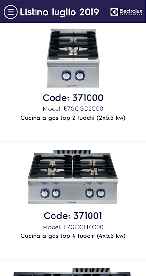 Electrolux Professional Pricelist Screenshot 1