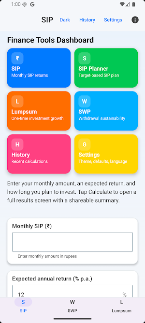 SIP Calculator: SIP, SWP, MF Screenshot 0