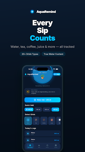 Aqua Reminder: Water Tracker Screenshot 2