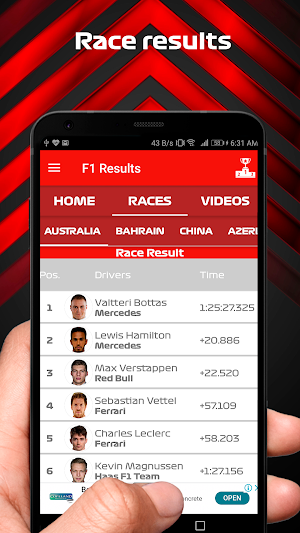Formula - 1 Results 2020 Screenshot 1