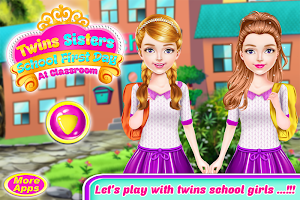 Twins Sisters Girls School First Day at Classroom Screenshot 0