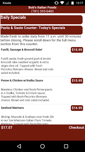 Bob's Italian Foods Screenshot 1