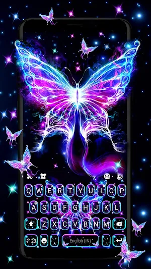 Shiny Neon Butterfly Keyboard Theme Screenshot 0