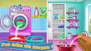 Home Laundry & Dish Washing: Messy Room Cleaning Screenshot 0
