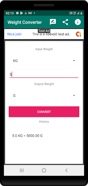 Weight Converter Kg & Gram Screenshot 0