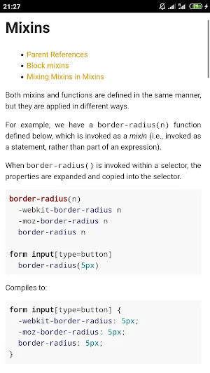 CSS Preprocessors Docs Screenshot 2