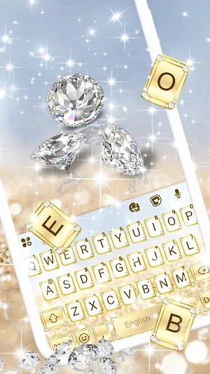 Gold Lux Diamonds Keyboard Theme Screenshot 2