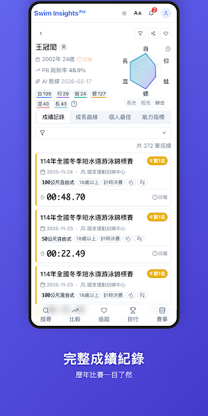 游泳成績通 - Swim Insights Screenshot 1
