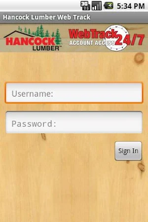 Hancock Lumber Web Track Screenshot 1