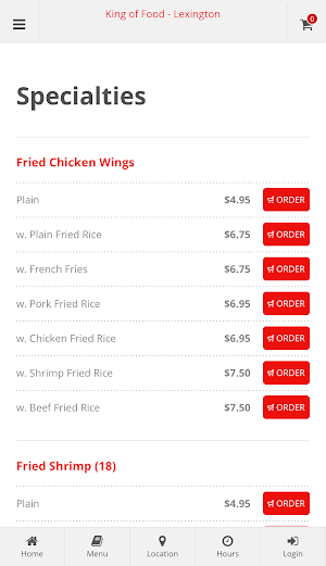 King of Food Lexington Order Screenshot 1