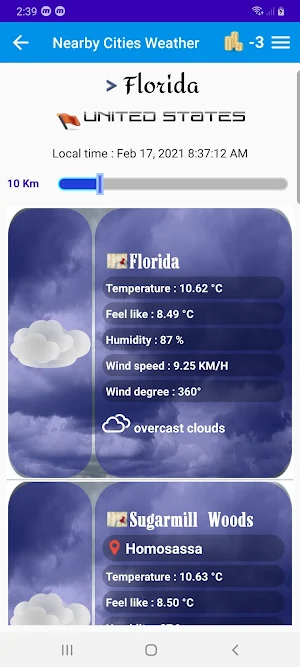 Nearby cities weather Screenshot 2
