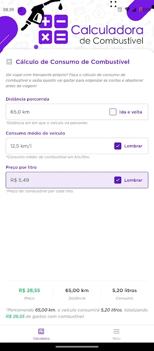 Calculadora de Combustível Screenshot 2