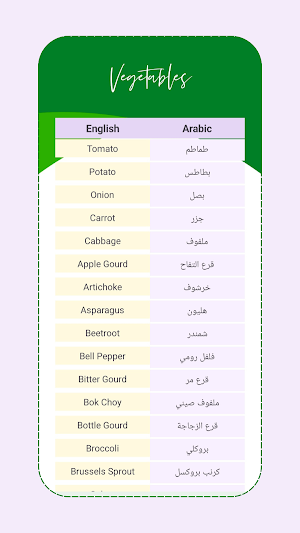 Vegetable Names in Arabic Screenshot 3