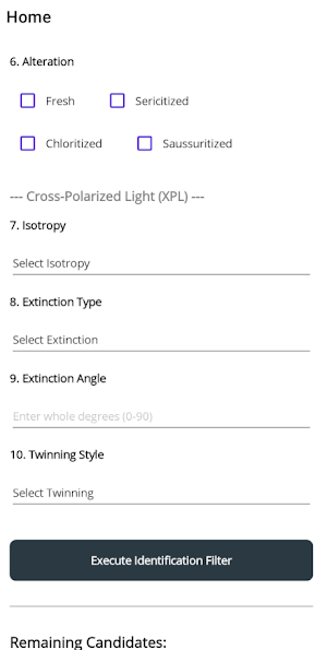 Optical Mineral Identifier Screenshot 2