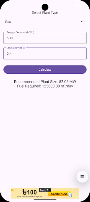 Power Plant Size Calculator Screenshot 3