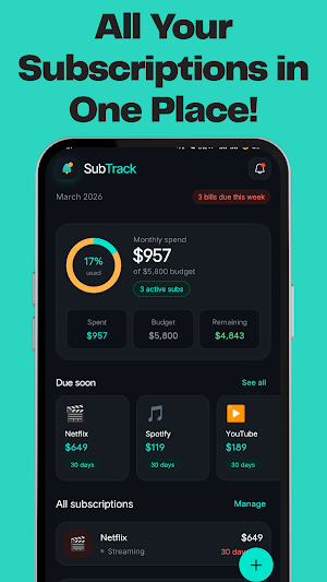 SubTrack: Subscription Manager Screenshot 0
