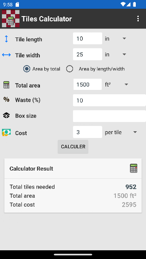 Tiles Calculator Screenshot 2