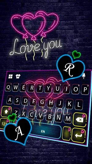 Neon Heart Balloons Keyboard Background Screenshot 2