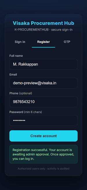 Visaka Procurement Hub Screenshot 2