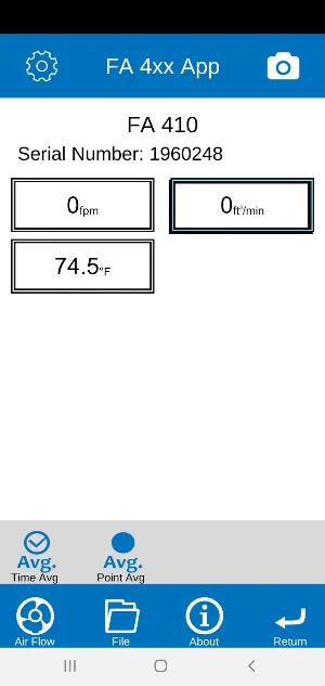 FA 4xx Fan Anemometer App Screenshot 1