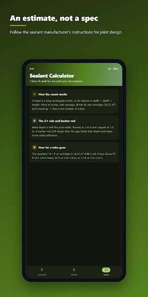 Sealant Calculator Screenshot 1