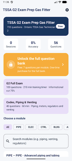 TSSA G2 Exam Prep Gas Fitter Screenshot 0