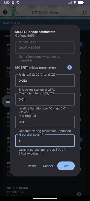 EUC SoH Analyzer Screenshot 1