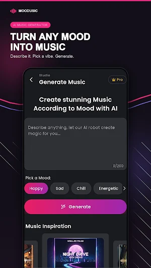 Moodusic: Ai music generator Screenshot 1