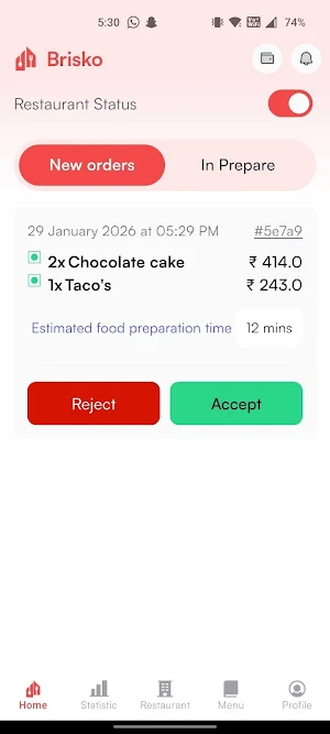 BRISKO Partner -Restaurant App Screenshot 2
