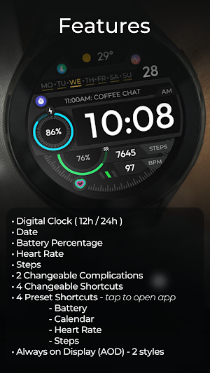 TVV Sport 5 Digital Watch Face Screenshot 2