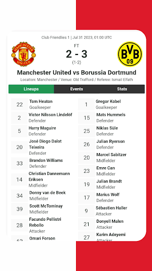 Manchester United Matches Screenshot 3