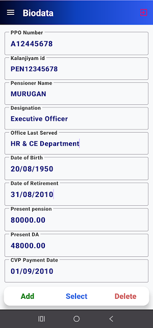 Pensioners Personal page Screenshot 3