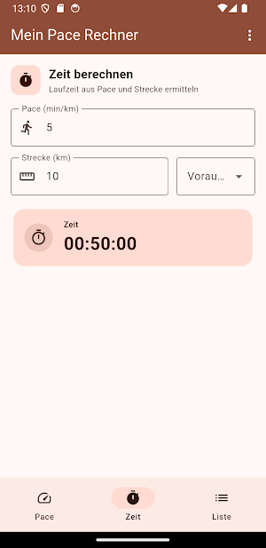 Mein Pace Rechner Screenshot 0