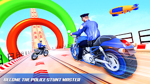 Police Bike Stunt Racing: Mega Ramp Stunts Games Screenshot 0