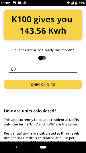 Electricity Units Calculator Zambia (No ads) Screenshot 1