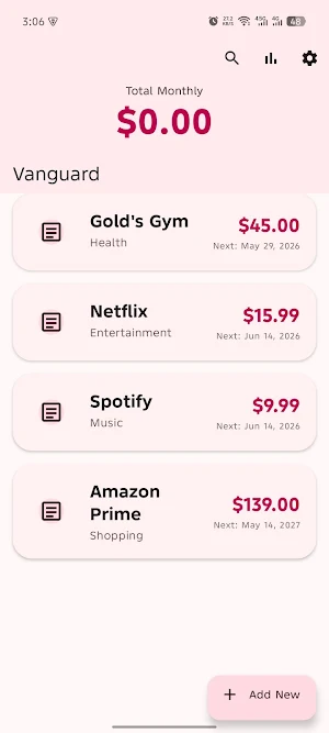 Vanguard: Subscription Tracker Screenshot 0