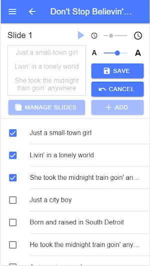 Lyric Teleprompter Screenshot 2