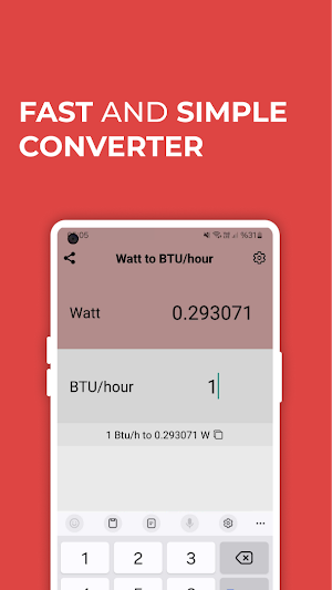 Watt to BTU-hour Converter Screenshot 0
