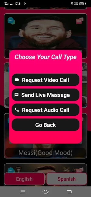 Messi Video Call & Chat Screenshot 1