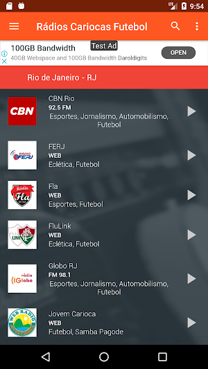Rádios Cariocas de Futebol - AM e FM do RJ Screenshot 0