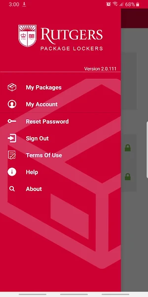 Rutgers Student Package Locker Screenshot 1