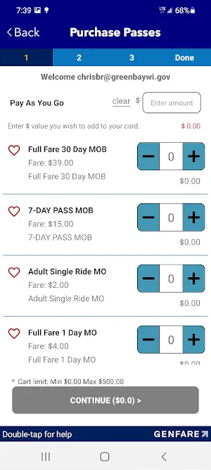 GBM E-Fare Screenshot 2