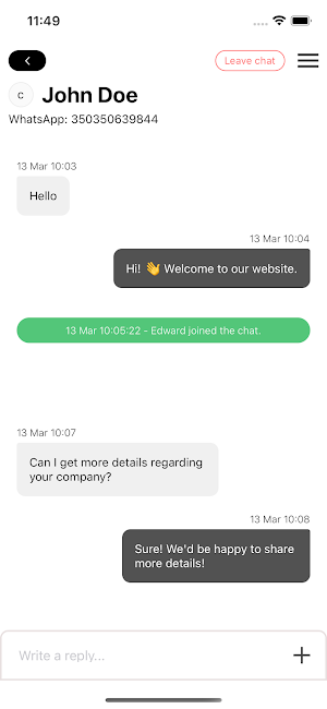 Serviceform Conversations Screenshot 2