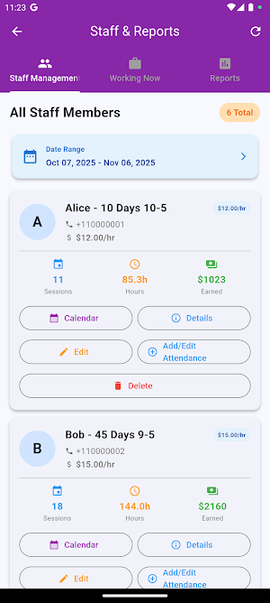 Clock in Clock out Screenshot 2