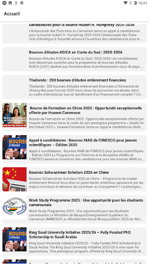Bourses d'études Screenshot 2
