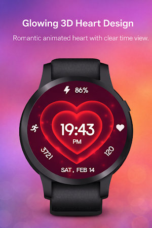 3D Valentine Hearts WearOS Screenshot 1